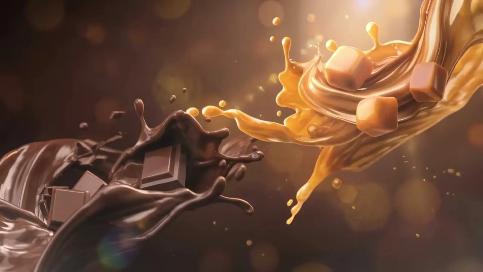 Chocolate e doce de leite se encontram no ar.