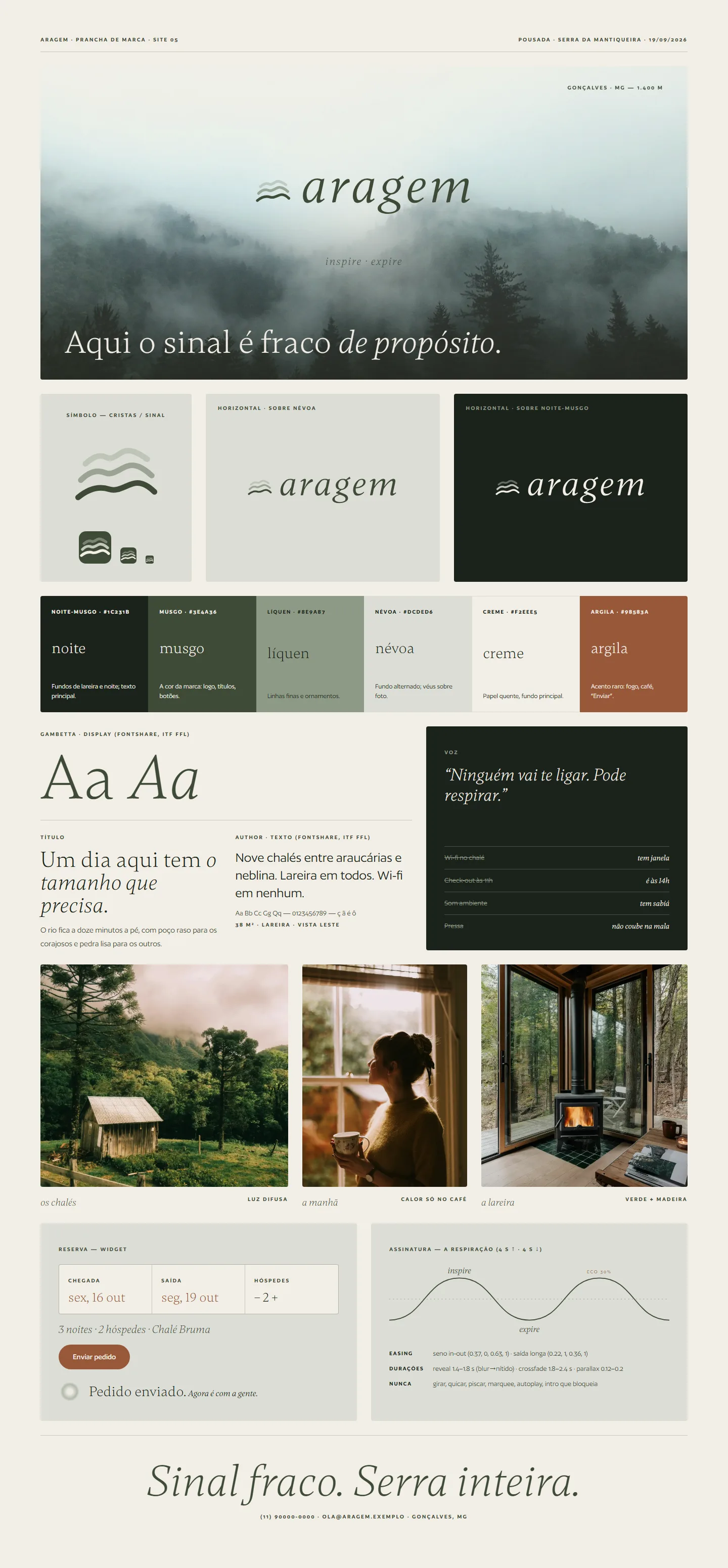 Prancha de identidade da Aragem: logo, paleta e tipografia