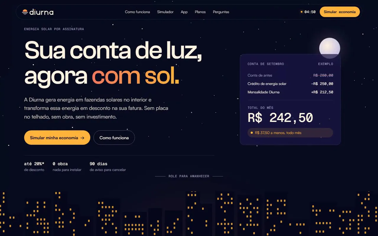 Abertura do site Diurna