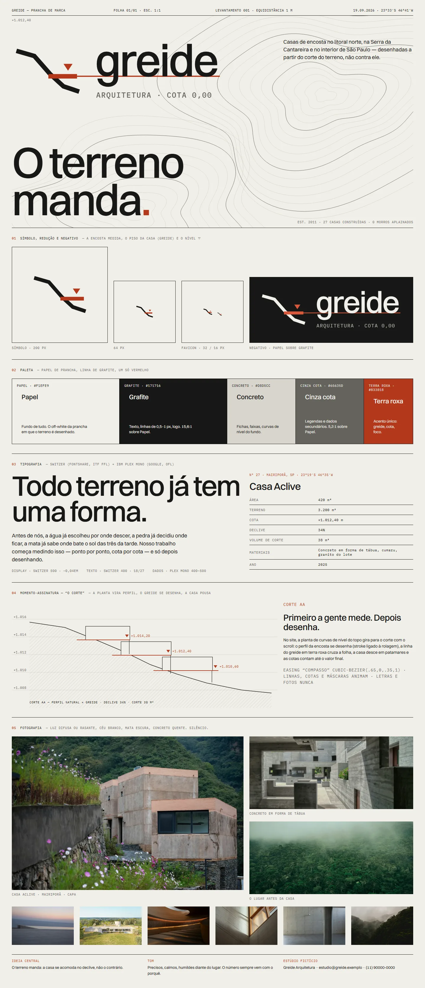 Prancha de identidade da Greide: logo, paleta e tipografia