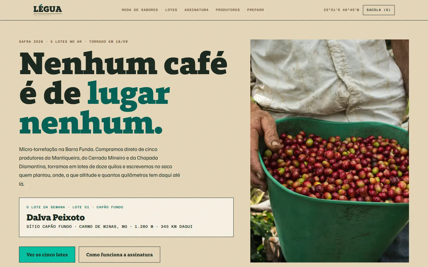 Abertura: “Nenhum café é de lugar nenhum.” sobre kraft