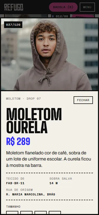 Visualização rápida da peça no celular